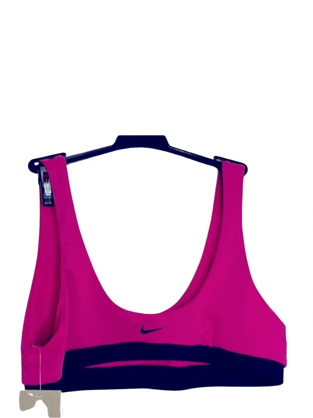Nike Hot Pink Logo Swim Bikini Top Black Trim NWT